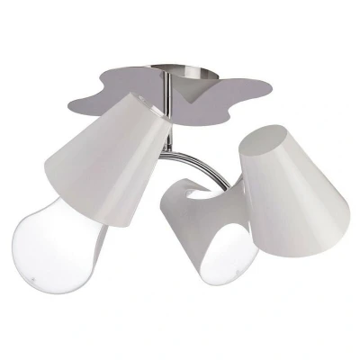 Image of Ora Ceiling 2 Arm 4 Light E27, Gloss White, White Acrylic, Polished Chrome