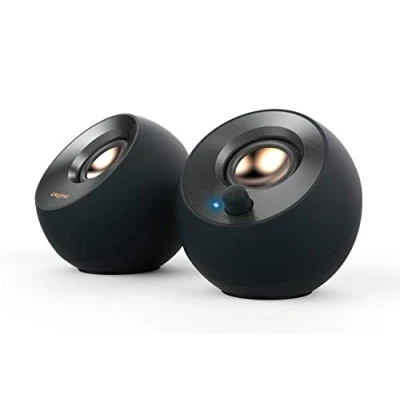 Image of CREATIVE Pebble V2 Minimalistic 2.0 USB C Powered Desktop Speakers, 3.5 mm AUX in, Up to 8W RMS Power for Computers and Laptops, Type A Adapter Included Extended Cable (Black)