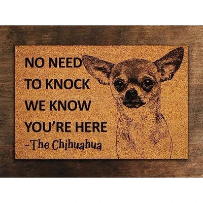 Image of Traqunn Welcome Chihuahuas Doormat,Chihuahuas Door Mat,No Need to Knock Chihuahua Doormat,Welcome Doormats,Welcome Dog Breed Mat 30X18 In