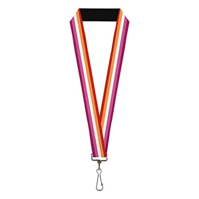Image of Buckle Down Lanyard Flag Lesbian Five Stripe Oranges White Pinks, Pride