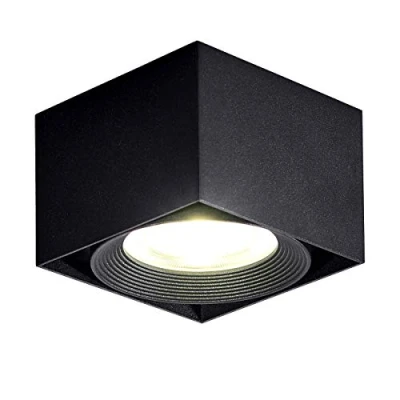 Image of Dr.lazy Indoor 10W LED Adjustable Ceiling Spots lamp Light Spotlight Surface Mounted spotlights Downlight Square Interior Light, 10X10x7CM (Black 4000K)