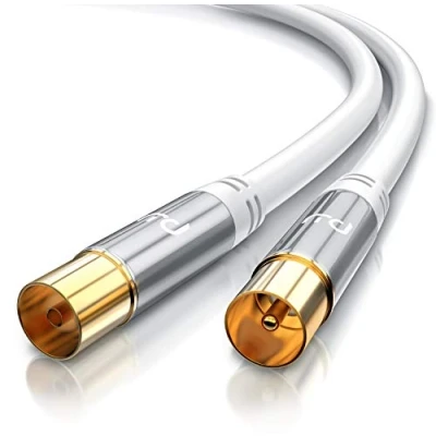 Image of CSL Antenna Cable HDTV 135 dB 75 Ohm Premium Coaxial Full HD 4k UHD Male to Coupling DVB T and T2 C S S2 DAB Shielding Dimensions