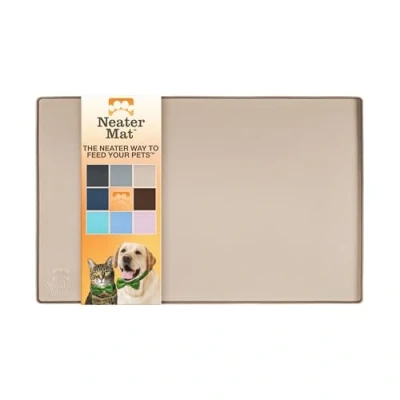 Image of Neater Pet Brands Mat Waterproof Silicone Bowls Protect Floors from Food &amp; Water (19&quot; x 12&quot; Silicone, Cappuccino)