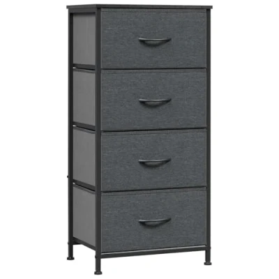 Image of WOLTU Chest of Drawers, 4 Storage Drawers Fabric Unit with Cabinet for Bedroom Hallway Living Room, Steel Frame, E1 Wooden Top, Black Wood Effect+Dark Grey, SSK011szdg