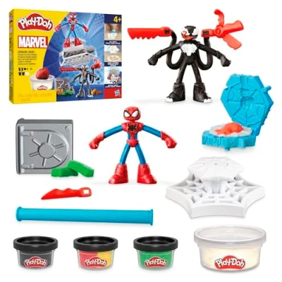 Image of Play Doh Marvel Spider Man Launch &amp; Slice Battle Playset