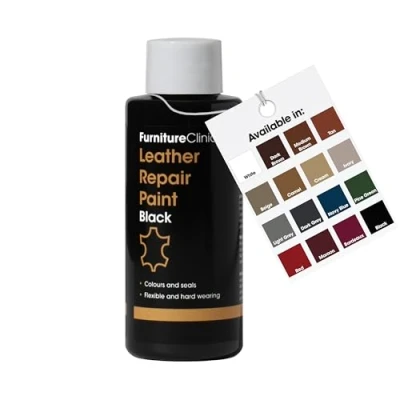 Image of Furniture Clinic Leather Repair Paint &amp; Dye Self Seal Colourant for Quick and Easy Suitable Sofas, Car Seat, Shoes, Handbag, More Black, 50ml