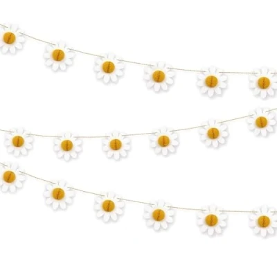 Image of Unique 25595 Daisy &amp; Honeycomb Ball Garland 1.82 m Groovy Birthday Party 1 Count (Pack of 1), Multicolour
