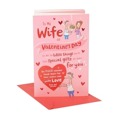 Image of UK Greetings Valentine&#039;s Day Card For Wife Cartoon Rhyme Design