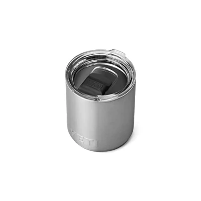 Image of YETI Rambler Lowball, Vacuum Insulated Stainless Steel Stackable Lowball with MagSlider Lid, Steel, 10 oz (296 ml)