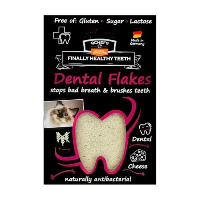 Image of QCHEFS Dental Flakes Cats Care Snack Chews against Bad Breath &amp; Gingivitis Scaler Dogs treat Cheese naturally antibacterial