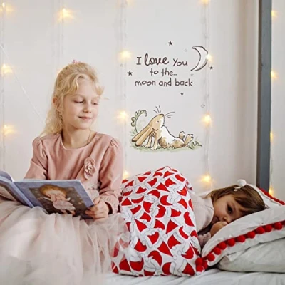 Image of Stickerscape Guess How Much I Love You Wall Stickers (Moon &amp; Hare Regular) Nursery Stickers, Woodland Decor Easy to Apply, Cleanly Removable