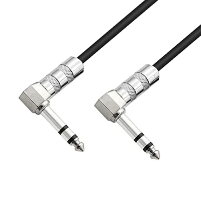 Image of PNGKNYOCN 50cm 1/4 inch TRS Cable Right Angle 6.35mm Male to 90 Degree Stereo Audio Extension for Guitar,Amplifiers, Mixers,Microphones,Etc