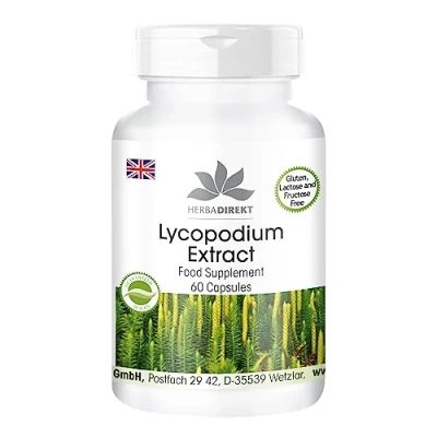 Image of Club Moss (Lycopodium serratum) 20mg with 200µg huperzine A, Vegan, Without Magnesium Stearate, 60 Capsules HERBADIREKT by Warnke Vitalstoffe German Pharmacy Quality