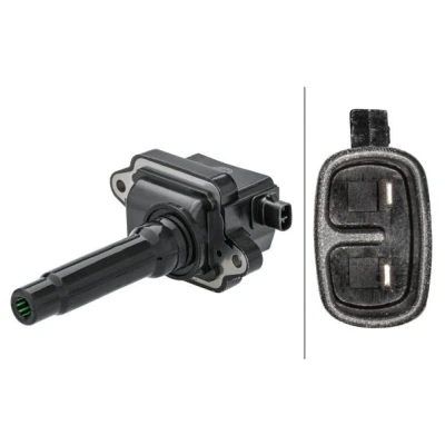Image of 0K01318100 Ignition coil HELLA 5DA 358 168 471 2 pin connector 12V Flush Fitting Pencil Coils
