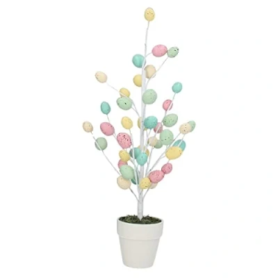 Image of Gisela Graham Pastel Egg Easter Twig Tree In Pot Decoration