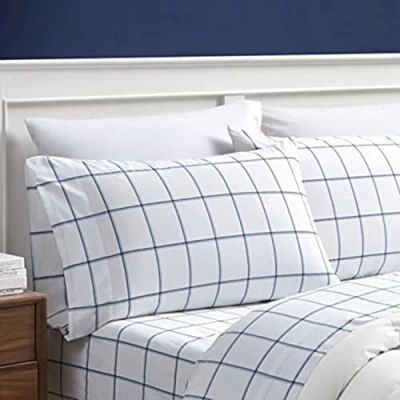 Image of Nautica Twin XL Sheets, Cotton Percale Bedding Set, Crisp &amp; Cool, Lightweight Breathable, Dorm Room Essentials (Plot Blue, XL)