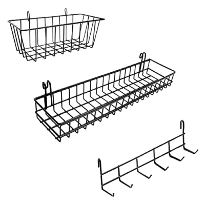 Image of ODOXIA Hanging Baskets &amp; Hooks Rack Wall Grid Accessories for Wire Panel Storage Pegboard Key Holder
