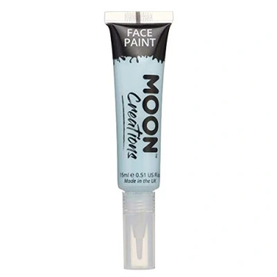 Image of Moon Creations Face &amp; Body Paint Tubes with Brush Applicator Light Blue 15ml Ready to Use Cruelty Free, Made in UK for Kids, Adults, Fancy Dress, Festivals, Halloween
