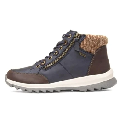 Image of Ladies Dasha Navy Waterproof Boot with Knitted Cuff 6