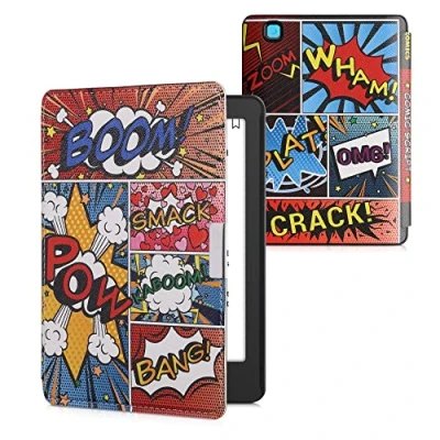 Image of kwmobile Case Compatible with Kobo Aura Edition 2 eReader Cover Comic Book Symbols Multicolor