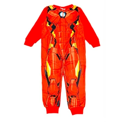 Image of Marvel Iron Man Boys Fleece Onesie All in One Pyjamas Kids Avengers Sleepsuit Onesie, Red, Age 2 3 Years