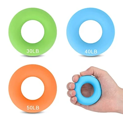 Image of CORTNEY 3 Pcs Hand Grip Strengthener, Forearm Exerciser Finger Silicone Exercise Rings Strengthener for Muscle Training Sports, Rock Climbing, Fitness, Increase Strength, Stress Relief