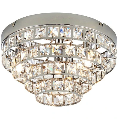 Image of Motown 4 Light Flush Ceiling Chrome, Clear Crystal (K5) Glass, G9