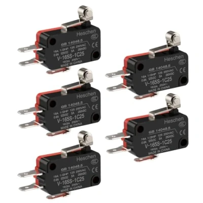 Image of Heschen Micro switch V 165S 1C25 SPDT Short Roller Lever 16A 250VAC 5PCS