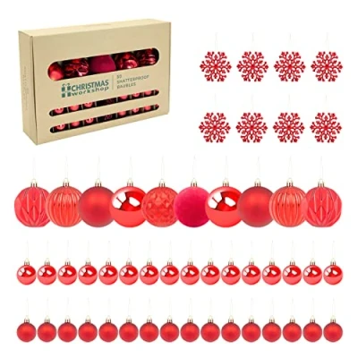 Image of Christmas Workshop 50pk Shatterproof Baubles Red