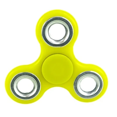 Image of Christmas Concepts® Exclusive 3 Sided Fidget Spinner Stress Reducer, Relief, Autism, ADHD (Yellow with Silver Rings)