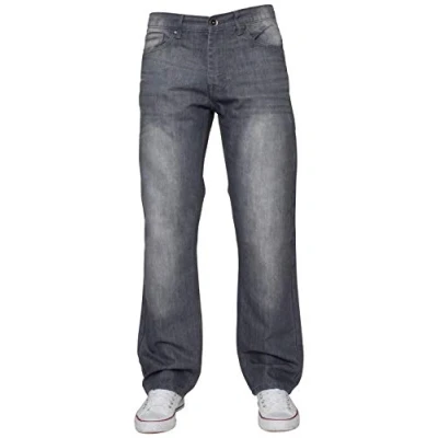 Image of ENZO Mens Classic Straight Leg Regular Fit Denim Jeans (32W x 30L, Grey)