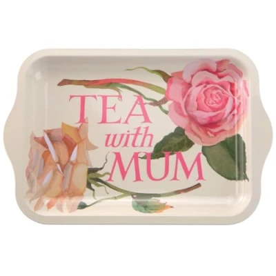 Image of That&#039;s Crackers! Tea with Mum Small Tinware Tray Emma Bridgewater Rose Design Gift Idea