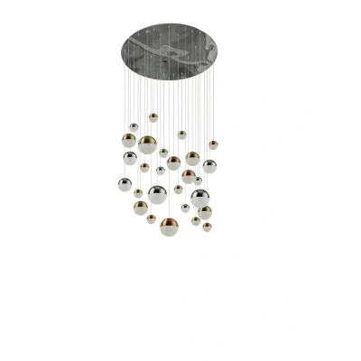 Image of Planets 27 Light Copper, Chrome, Satin Brass Caps &amp; Crystal Sand 4000K