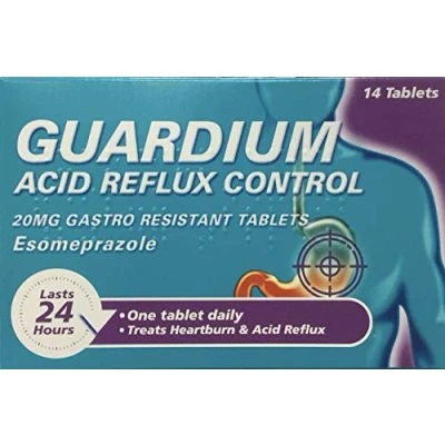 Image of Guardium Acid Reflux Tablets, 14 Pack, Indigestion Heartburn Esomeprazole, Gerd, Gord, Antacids Tablets For Reflux, 24 Hour Protection, Antacids, Digestion and Nausea