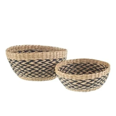 Image of Sass &amp; Belle Black Chevron Seagrass Decorative Bowls Set of 2