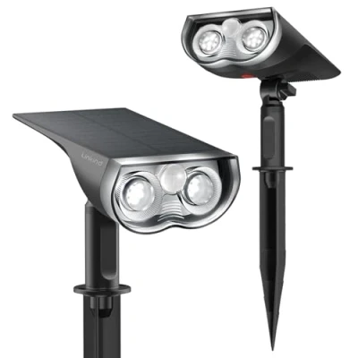 Image of Linkind Solar Motion Sensor Lights, LED Spotlights, Max 650lm IP67 Waterproof Outdoor Garden Lights Wireless Powered Spot for Yard Driveway Walkway, 2 Pack, Cold White