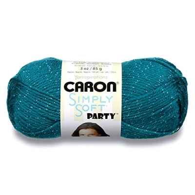 Image of Caron Simply Soft Party Yarn, 99% ACRYLIC AND 1% METALLIC, Teal Sparkle, 85G