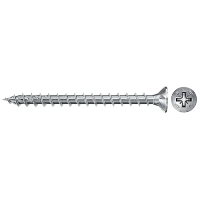 Image of fischer 670392 FPF Power Fast II 5 x 30mm Chipboard Wood Screws, Countersunk Head with Phillips, Fully Threaded, Galvanised Blue Passivated, Box of 200
