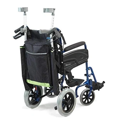 Image of NRS Healthcare Reflective Wheelchair Scooter Walking Stick/Crutch Bag, Black and Green