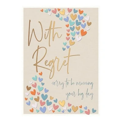 Image of Wedding Regret Card Colourful Love Hearts with Embossed Foil Details Eco Friendly by Words and Wishes