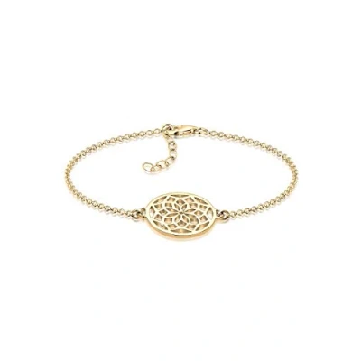 Image of Elli Women&#039;s 925 Sterling Silver Gold Plated Xilion Cut Bracelets of Length 17 cm