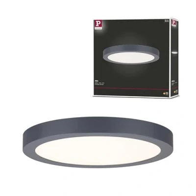 Image of Paulmann Abia 70986 LED Panel 300 mm Warm White Round Including 1x 22 Watt Dark Grey Matt Ceiling Light Plastic 2700 K