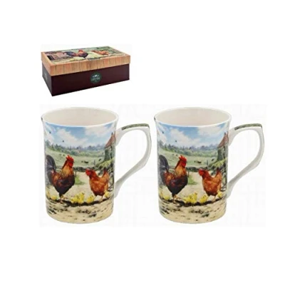 Image of Lesser &amp; Pavey Set of 2 Mugs Rooster and Hen