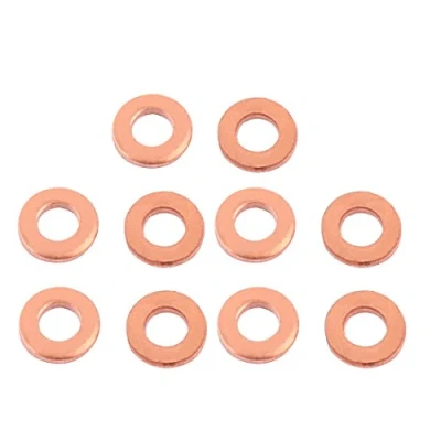 Image of sourcingmap 10pcs 6mm x 10mm 1mm Flat Ring Copper Crush Washer Sealing Gasket Fastener