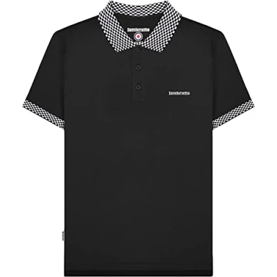 Image of Lambretta Mens Two Tone Short Sleeve Polo Shirt Top Black 2XL