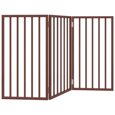 Image of vidaXL Dog Gate Foldable 3 Panels Brown 150 cm Poplar Wood