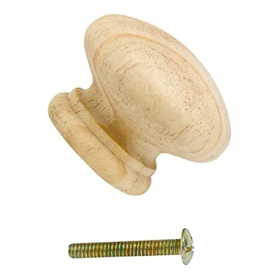 Image of Merriway BH01266 (10 Pcs) 38 mm Unlacquered Pine Wooden Cupboard Cabinet Door Knob, With Bolt &amp; Insert Pack of 10 Pieces