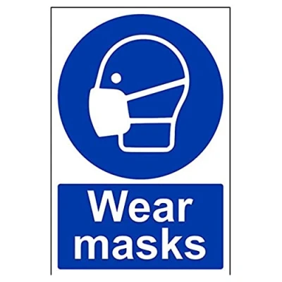Image of V Safety Wear Masks PPE Sign 200mm x 300mm 1mm Rigid Plastic