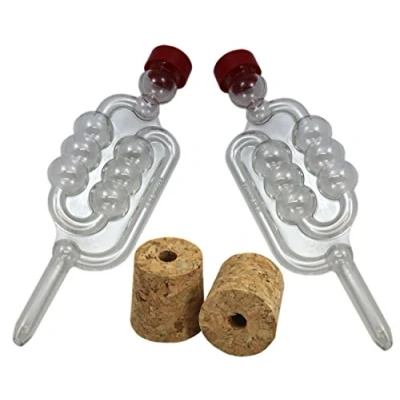 Image of 2 x Bubbler Airlocks with Cork Bungs for Homebrew