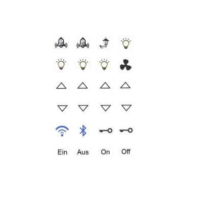 Image of Switch Sticker Set with 24 Stickers Light and Fan Bell Arrow (RP 24/1) (10 mm)